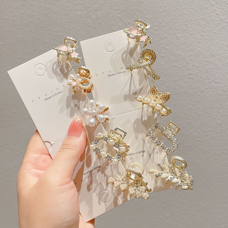 Kẹp Tóc Đính Ngọc Trai Nhân Tạo Bằng Hợp Kim Phong Cách Hàn Quốc