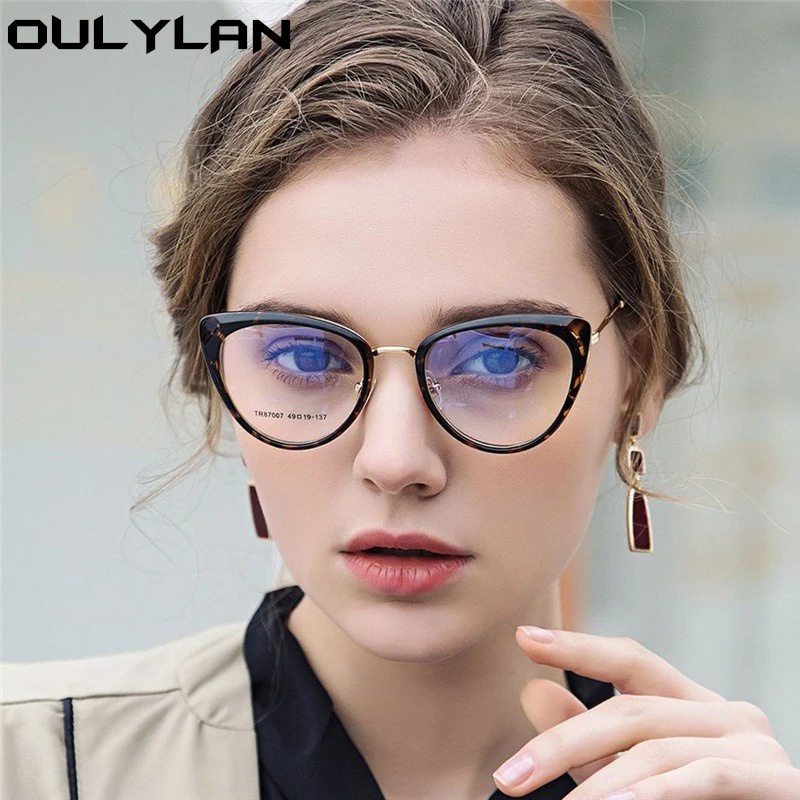 Gọng kính mắt mèo thời trang, dáng kính mắt mèo, cầu kim loại TR87007