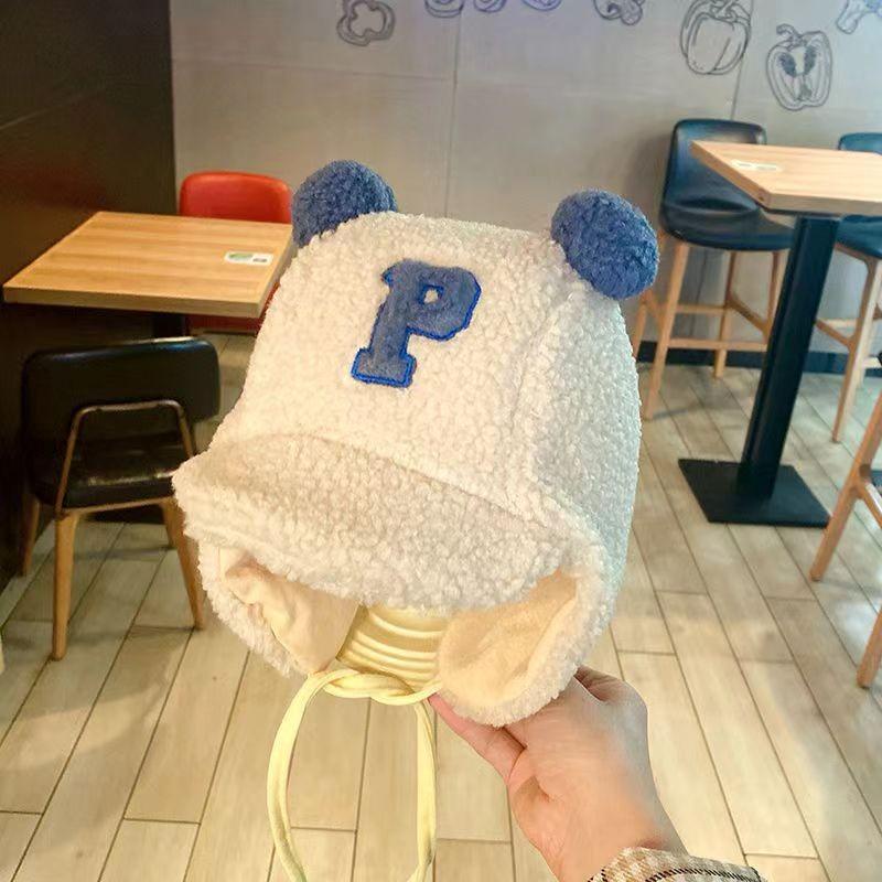 PVN55333 Mũ Lưỡi Trai Len Cho Bé Có Dây Buộc 0-2 Tuổi Chữ P Giá Rẻ