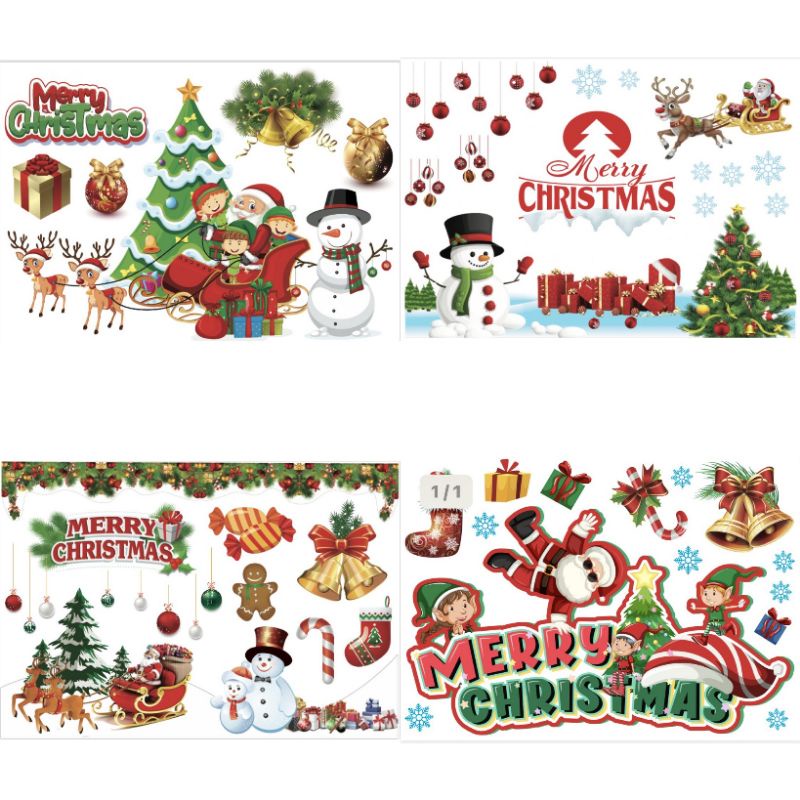 Decal trang trí Noel, giáng sinh mẫu mới nhất dùng dán tường, kính, mica