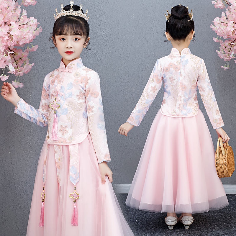 Bộ Hán Phục Dài Tay Phong Cách Trung Hoa Cổ Điển Cho Bé Gái