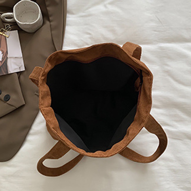 Túi Xách Vải Nhung Kẻ Kích Thước Lớn Phong Cách Hàn Quốc Cho Nữ