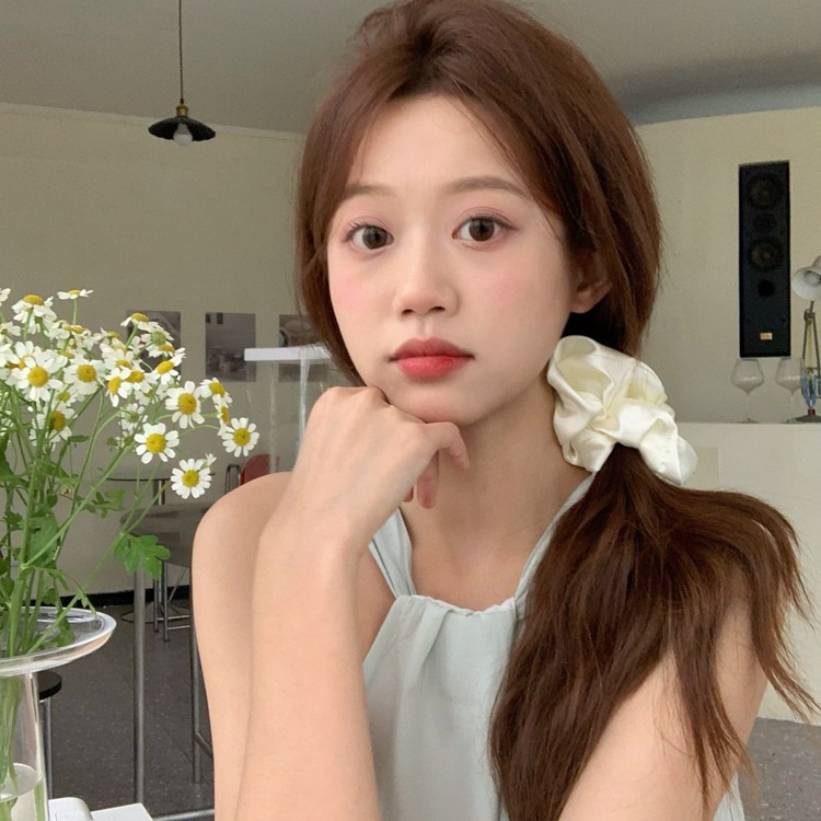 Dây Buộc Tóc Vải Satin Màu Sắc Tươi Sáng Phong Cách Pháp