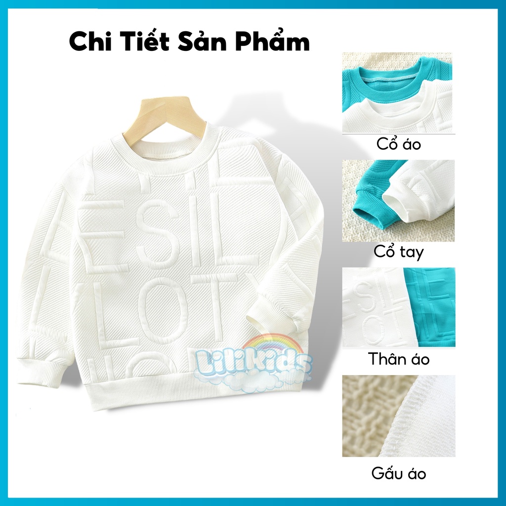 Áo thu đông bé trai, bé gái cổ tròn Lilikids siêu mềm mịn, áo nỉ cho bé từ 07 - 23 kg