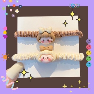 Dây buộc tóc tone nâu kem 🤎charm baby girl