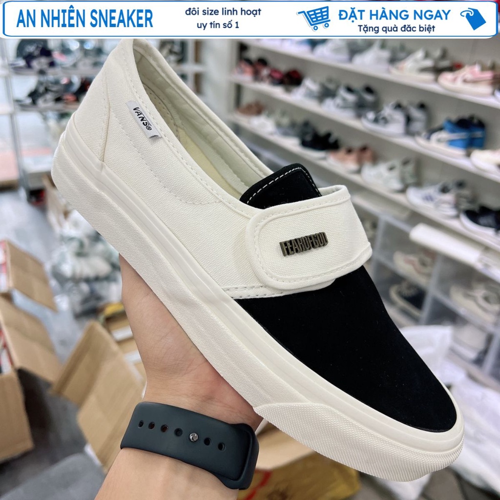 GIÀY VANS FOG SLIPON MÀU ĐEN TRẮNG ⚡Full box bill⚡ Giày thể thao nam nữ 2022