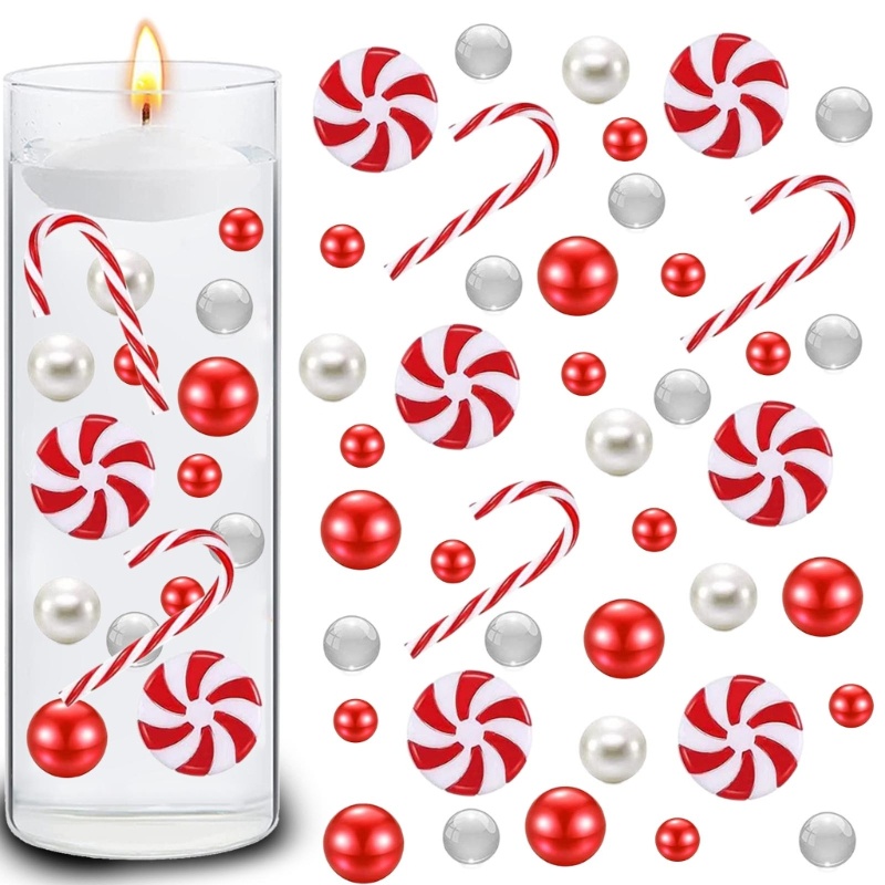 1 Bộ Bình Hoa Giáng Sinh Nổi Trên Mặt Nước Ngọc Trai Nổi Cho Bàn Đám Cưới