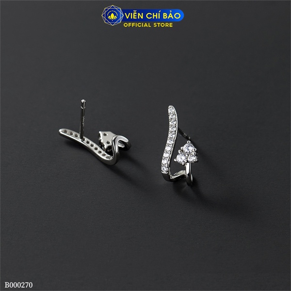 Bông tai bạc nữ Holy Đính đá chất liệu bạc 925 thời trang phụ kiện trang sức Viễn Chí Bảo B000270