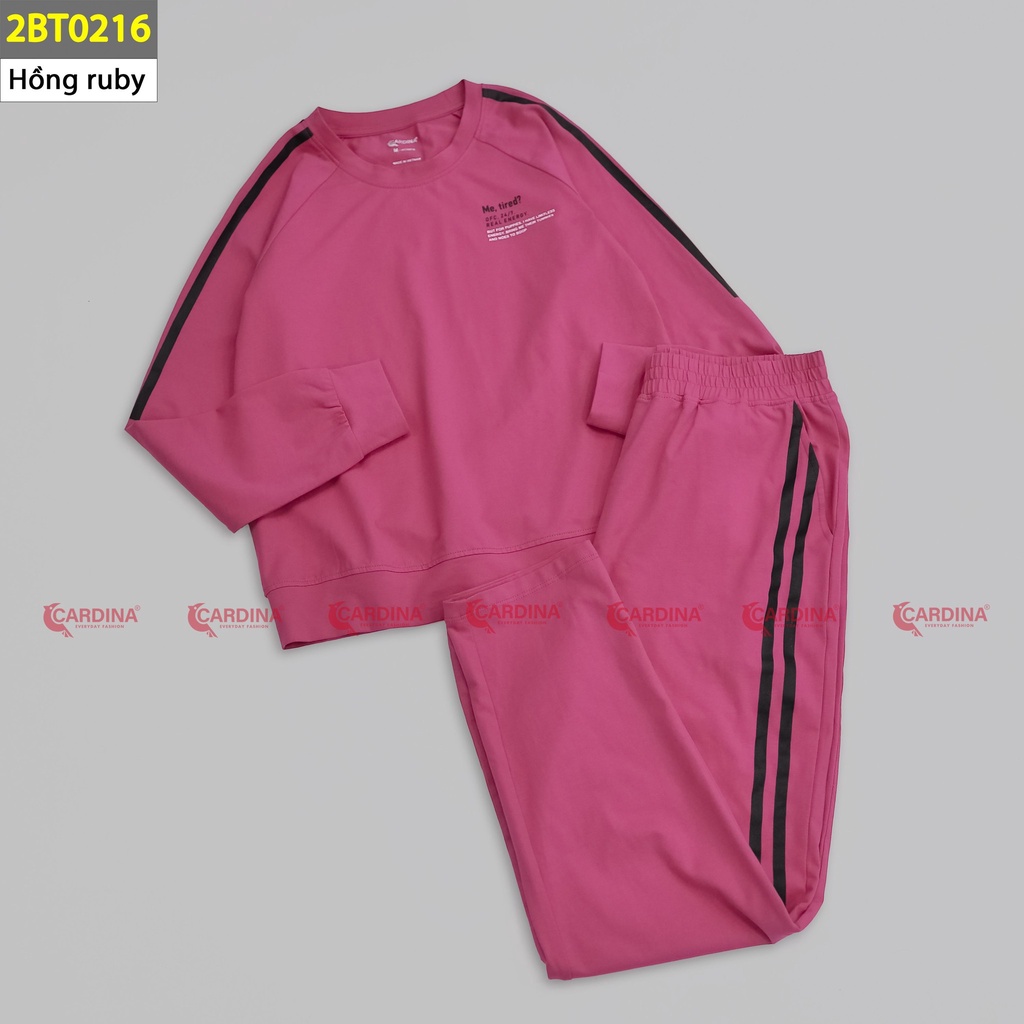 Bộ mặc nhà thu đông Cao Cấp 𝐂𝐀𝐑𝐃𝐈𝐍𝐀, Bộ quần Áo Dài tay vải Cotton Phong Cách Thể Thao Năng động Hình In Chữ Trẻ Trung