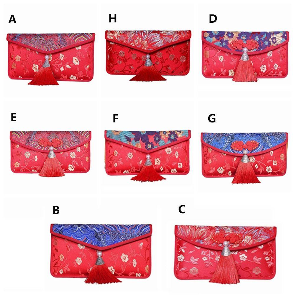 Phong Bao Lì Xì Năm Mới Vải Lụa Thêu Chữ Truyền Thống Trung Hoa