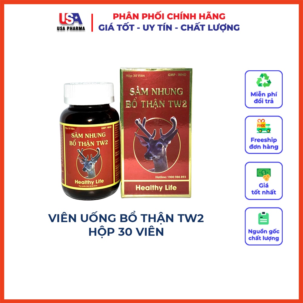 Sâm nhung bổ thận TW2 Tăng cường sinh lý nam - Hộp 30 Viên