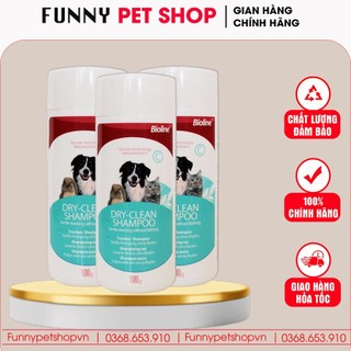 Sữa tắm khô cho thú cưng, phấn tắm khô chó mèo Bioline 100g– Funny Pet Shop