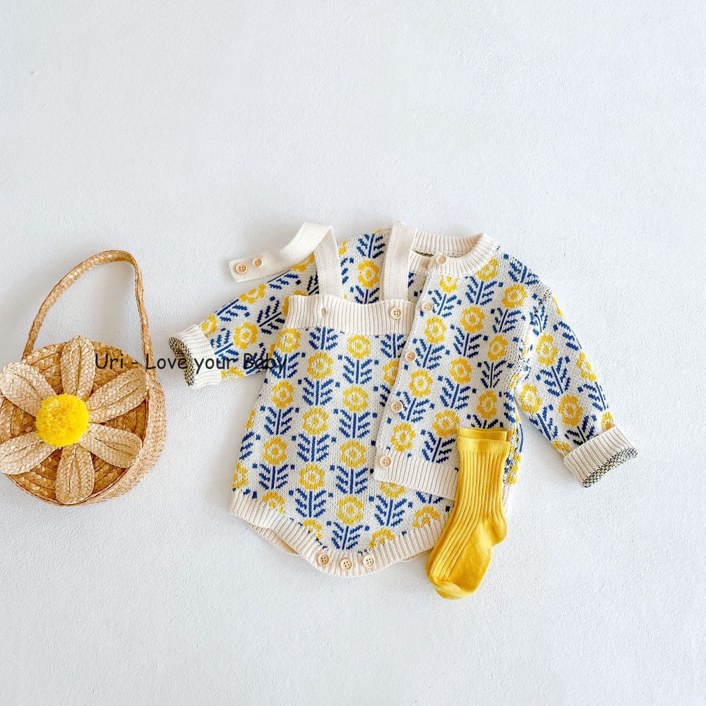 Set áo khoác len kèm body siêu yêu Sunny cho bé gái 0-24m