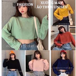 Áo thun croptop tay dài vải cotton 65%