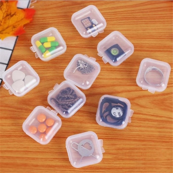 Hộp Đựng Trang Sức Hình Vuông Cỡ Nhỏ Bằng Nhựa PP Trong Suốt Kèm Nắp Đậy Tiện Dụng