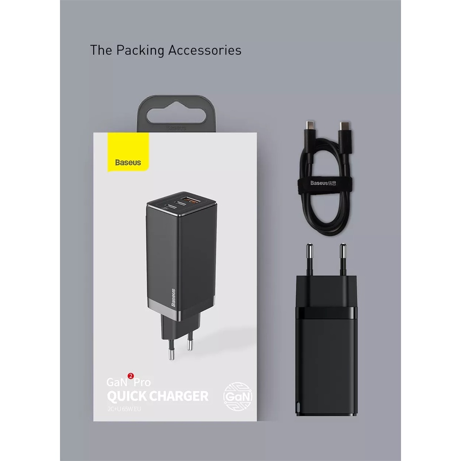 Bộ sạc nhanh Baseus GaN5 Pro 65W USB C Charger QC 4.0 PD 3.0 Cổng USB Type C Sạc nhanh cho iPhone 14 Pro Max Các Dòng Đi