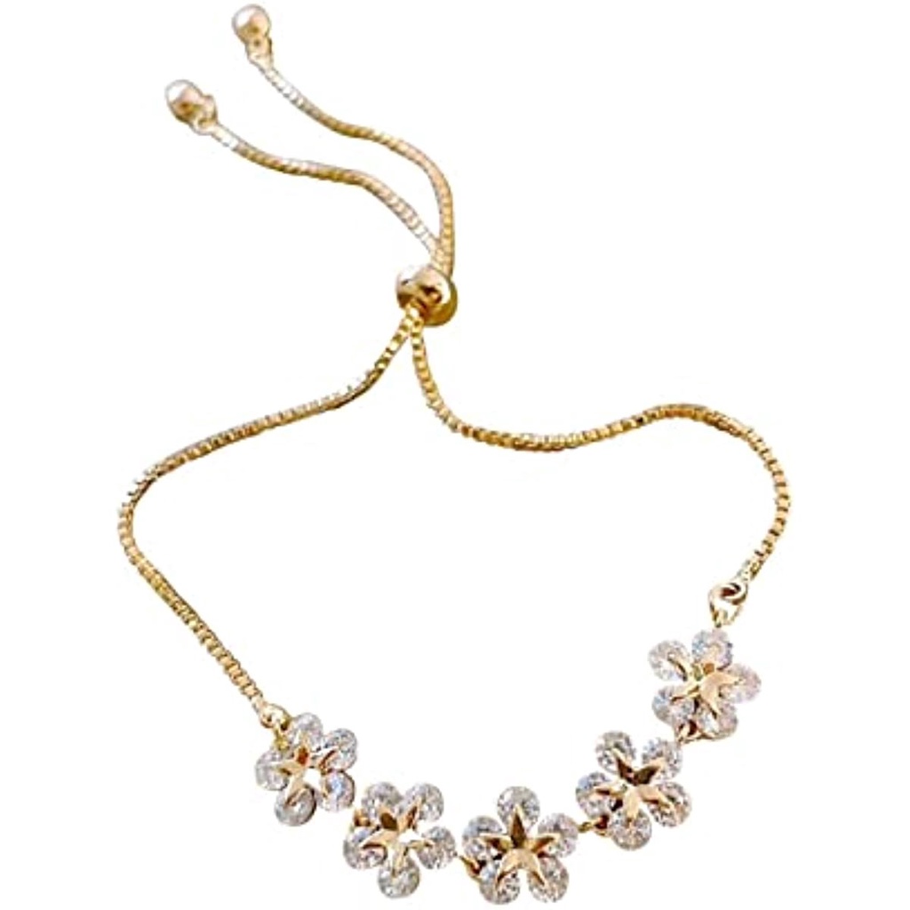 Vòng Đeo Tay Họa Tiết Hoa Đính Đá Zircon Đơn Giản Phong Cách Hàn Quốc JP5