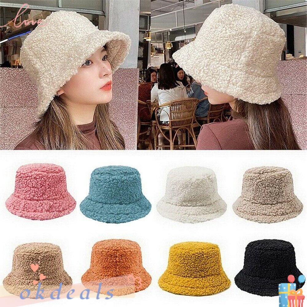 Mũ Bucket Chất Liệu Lông Giả Mềm Mại Thời Trang Mùa Đông