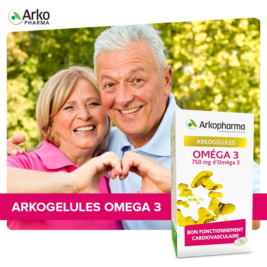 Viên uống dầu cá hỗ trợ tim mạch Arkopharma Arkogelules Omega 3 [ 1 hộp x 180 viên