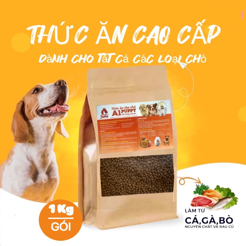 Thức Ăn Cho Chó Hạt mềm JUMI - 1kg thơm ngon - bổ dưỡng hương vị hoàn hảo