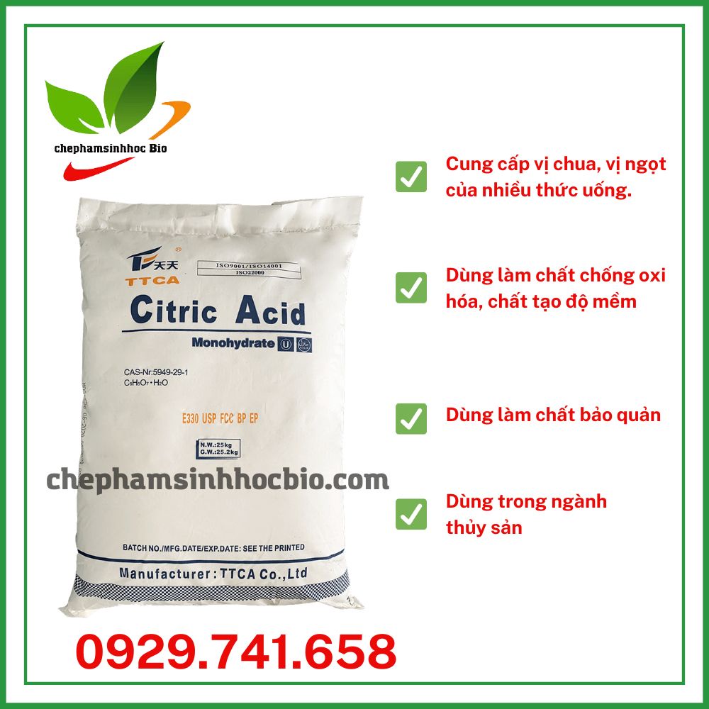 Acid Citric. Bột chanh, bột chua. Bao 25kg