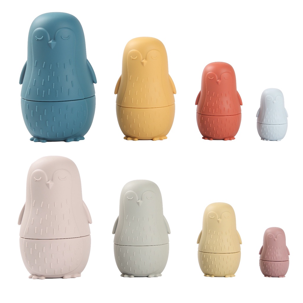 Đồ chơi xếp chồng chim cánh cụt bằng silicone không chứa BPA