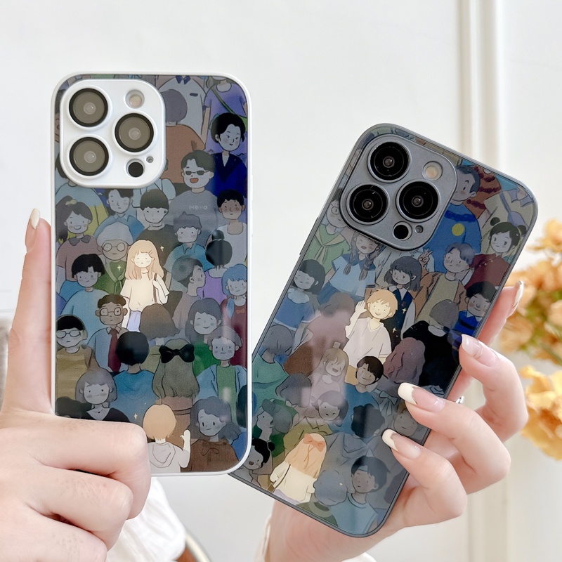 Ốp Điện Thoại Kính Cường Lực In Hình Chàng Trai Cô Gái Cho iPhone 14promax 14 13promax 12 11