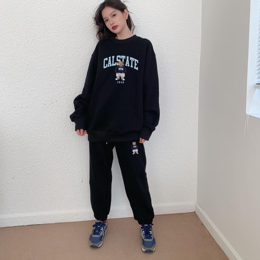 BỘ NỈ SWEATER GẤU QUẦN DÀI