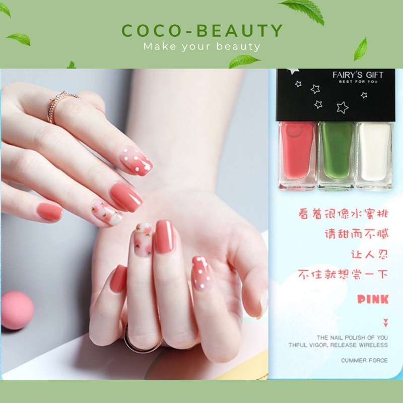 Bộ 3 sơn móng tay Fairy's Gift không độc hại, bền màu