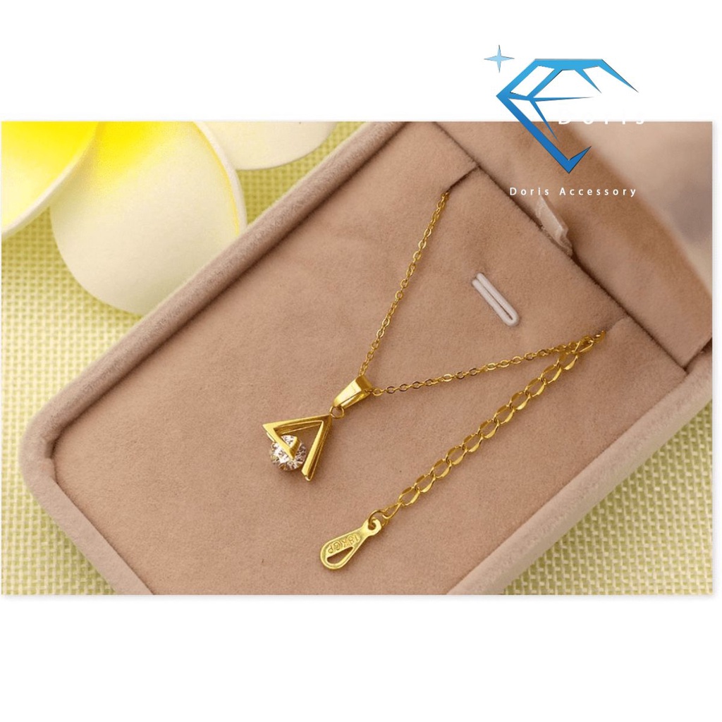Dây chuyền nữ Doris titan tam giác kẹp đá Gold / Silver / Rose Gold X1-402
