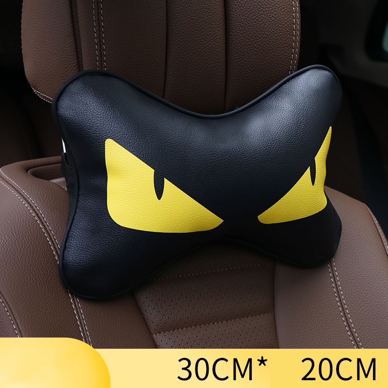 Gối Tựa Đầu Vỏ Da Hình Đôi Mắt Monster Độc Đáo Trang Trí Nội Thất Xe Hơi
