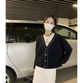Áo khoác cardigan viền trắng trẻ trung phong cách hàn quốc