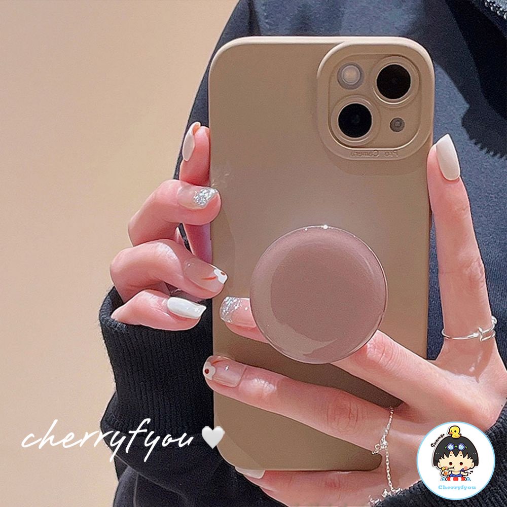 Ốp Điện Thoại TPU Mềm Nhám Màu Trơn Chống Rơi Chống Trượt Có Giá Đỡ Cho IPhone 11 12 13 14 Pro Max