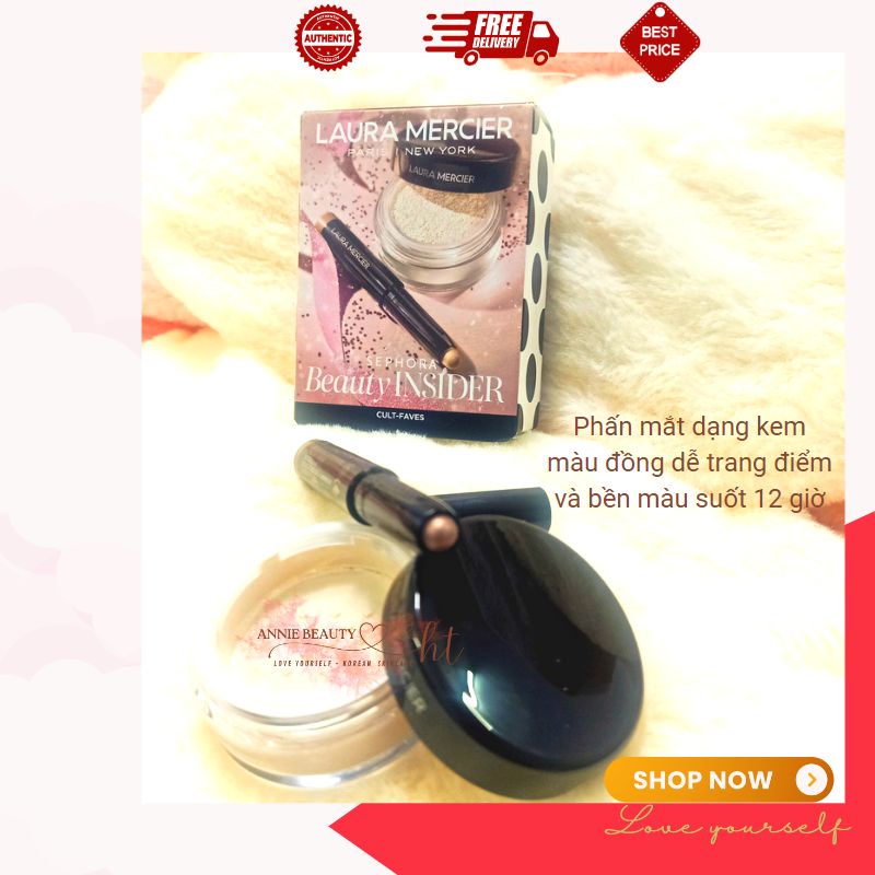 Combo Phấn phủ kiềm dầu và Phấn mắt màu Laura Mercier cho lớp trang điểm hoàn hảo suốt 16 giờ