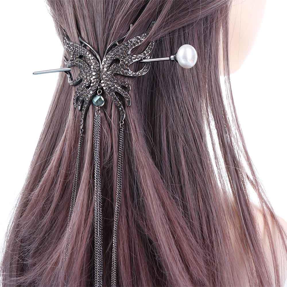 Kẹp Tóc Đuôi Ngựa Dạng Dây Xích Dài 15H Phong Cách Vintage Cho Nữ