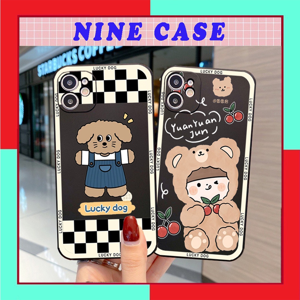 Ốp lưng iphone BVC cạnh vuông hình gấu 6 5s/6/6plus/6s/6splus/7/7plus/8/8plus/x/xr/xs/11/12/pro/promax/13/14Promax Nine