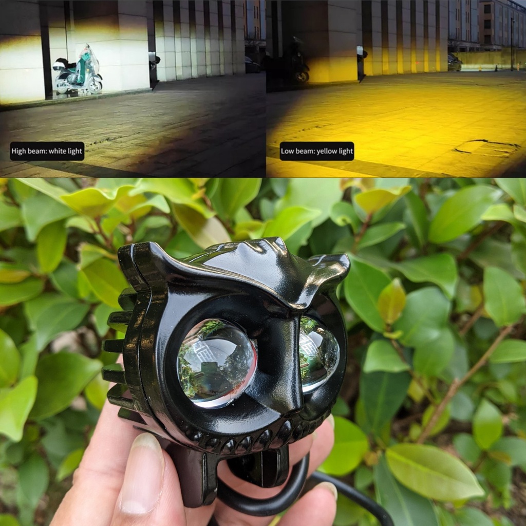 Đèn trợ sáng xe máy ô tô mắt cú X22 Pro 45W 2 mắt led siêu sáng cốt vàng pha trắng cho khách víp