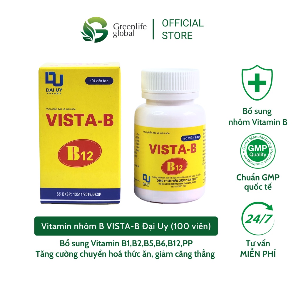 VISTA B B12 - Đại Uy - Bổ sung vitamin nhóm B lọ 100 viên thumbnail