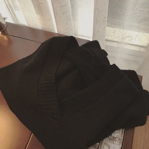 Áo gile len tăm nữ trơn ulzzang mùa Thu Hàn Quốc