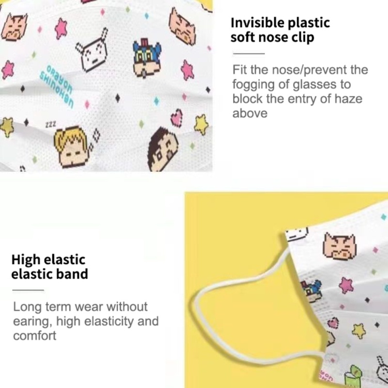 1 Khẩu Trang 3 Lớp Thoáng Khí In Họa Tiết Hoạt Hình Cậu Bé Bút Chì Shin-chan