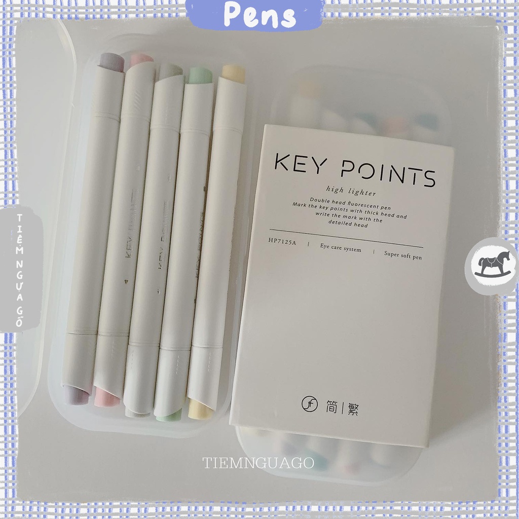 Set 5 bút highlight 2 đầu Keypoint - Tiệm Ngựa Gỗ