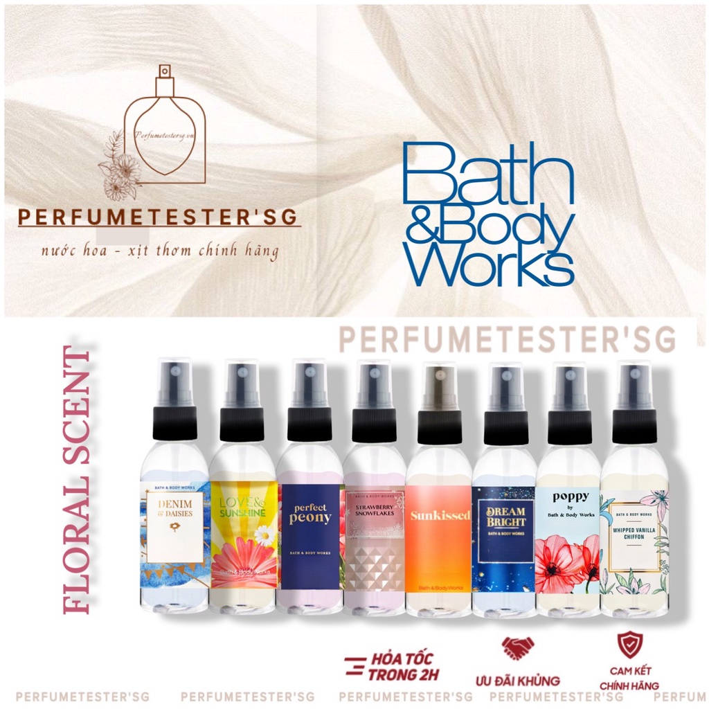 Tổng hợp 8 mùi hương hoa cỏ  - Xịt thơm toàn thân Bath & Body Works