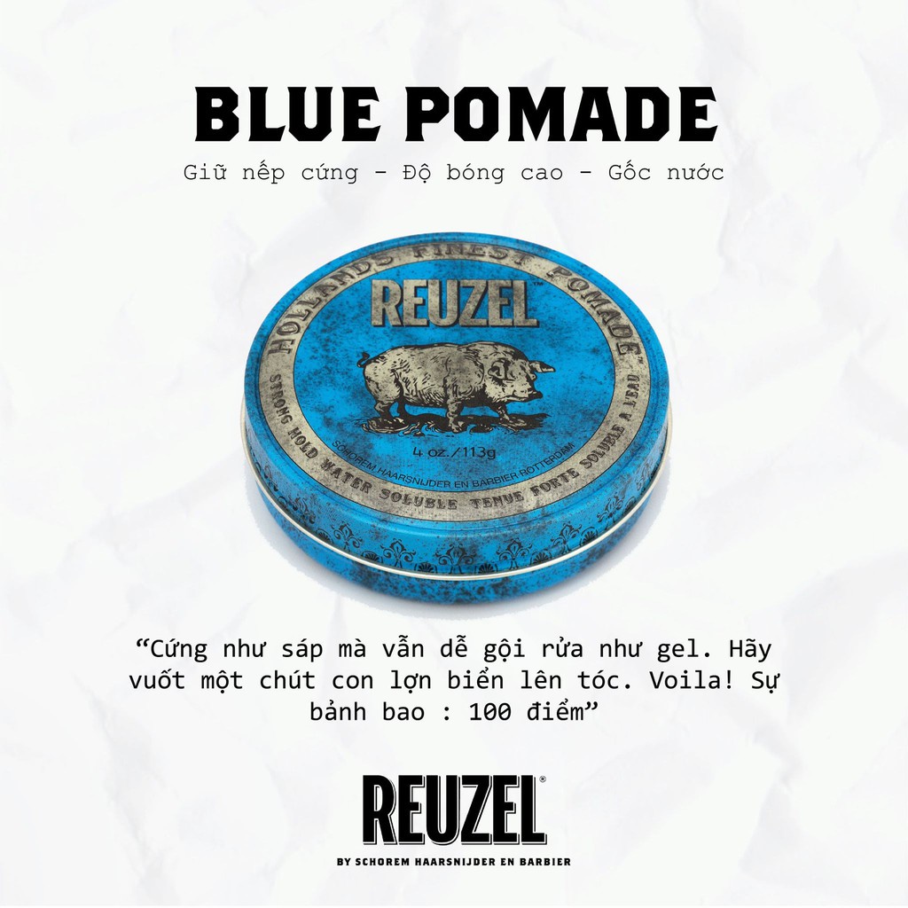 [NHẬP KHẨU] Pomade vuốt tóc gốc nước Reuzel Pomade Blue - 35g - Hà Lan