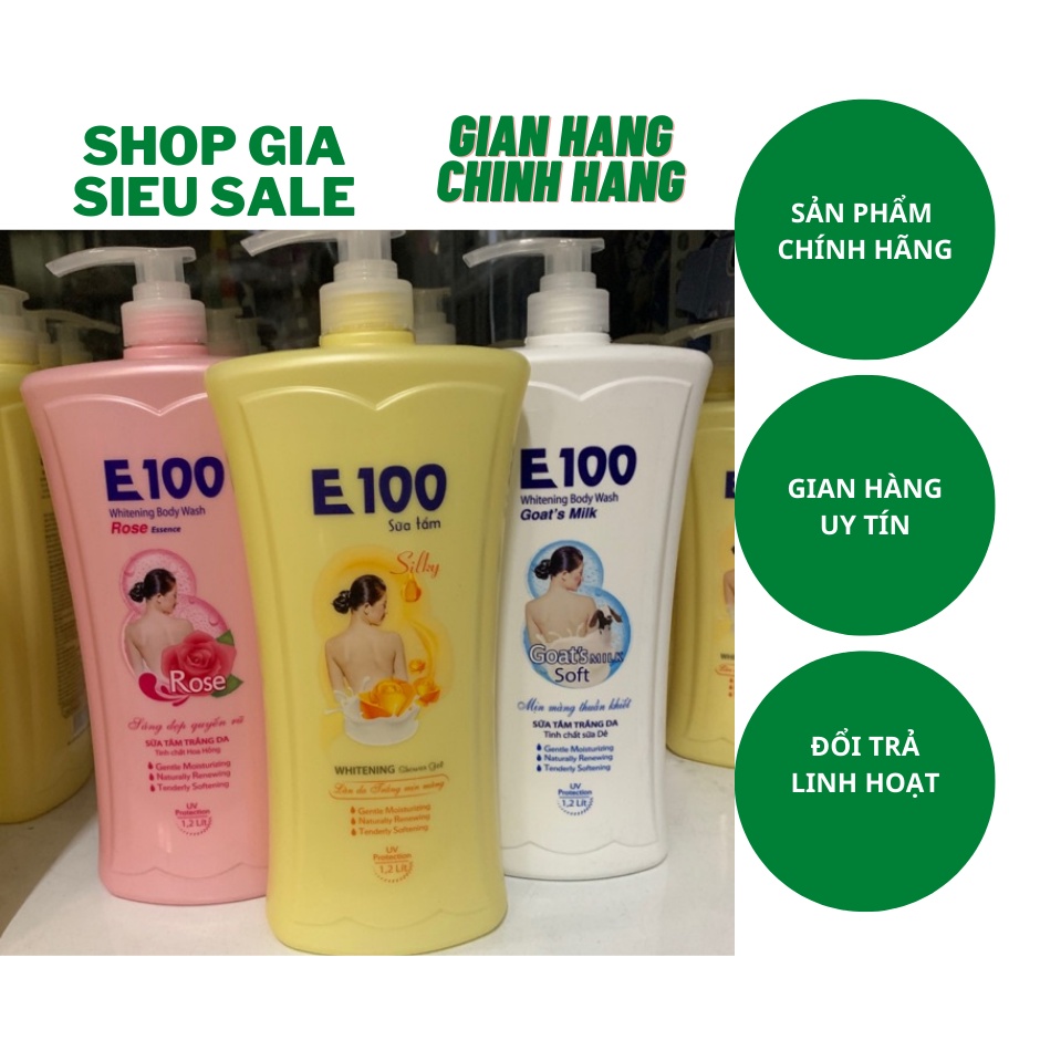 Sữa Tắm Trắng Da E100 1200ml (đủ màu)