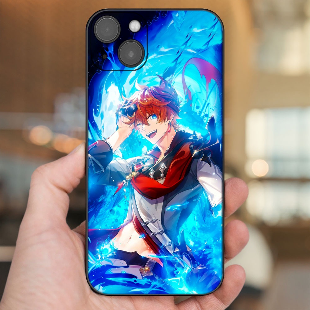 Ốp lưng iPhone 14 Plus dẻo đen cạnh vuông in hình Tartaglia Childe Genshin Impact