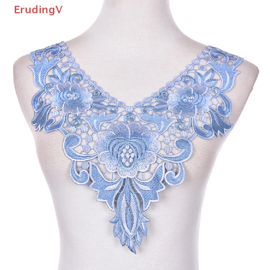1 Miếng Vá Viền Cổ Áo Bằng Ren Thêu Hoa Xinh Xắn