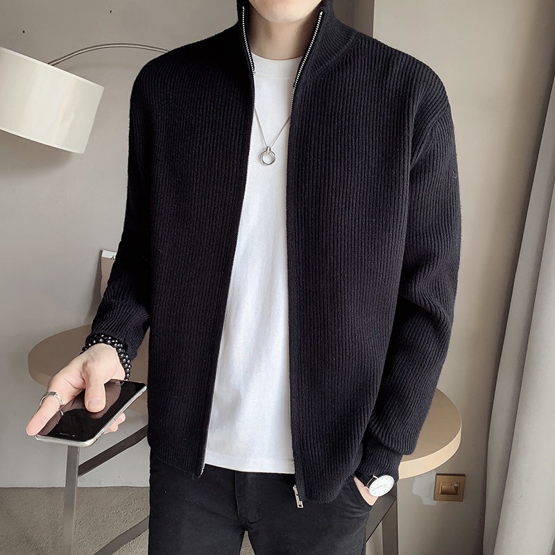 Áo Khoác Cardigan Cổ Đứng Phong Cách Hàn Quốc Thời Trang Thu Đông 2022 Cho Nam