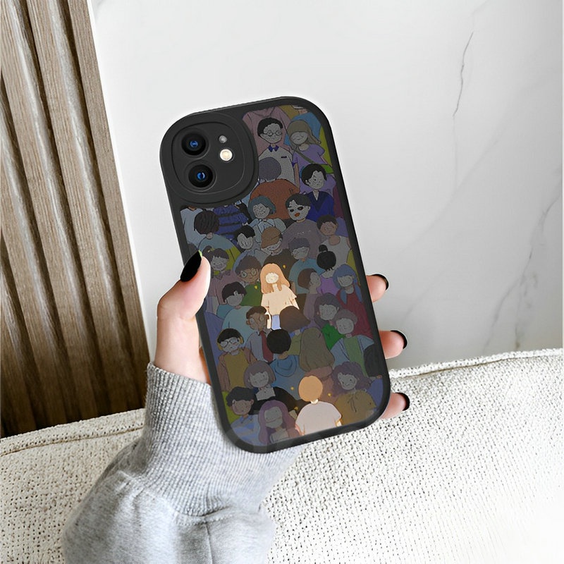 Casing For iPhone 14 13 12 11 Pro Xs max 6 6S 7 8 Plus X XR 11promax 12promax 13promax Meet you Couple Cartoon Boy Girl Tpu Fine Hole Lens Protection Soft Phone Case XPN 19