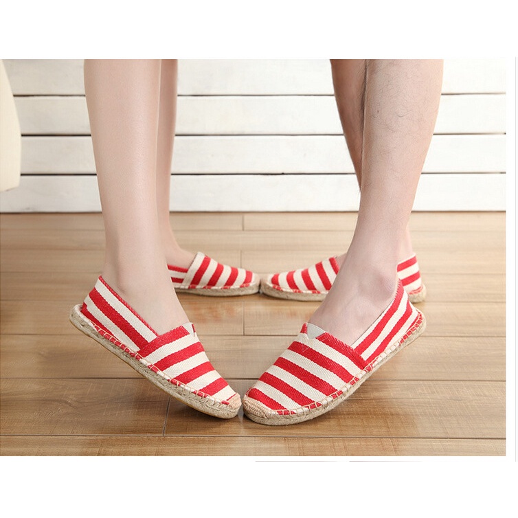 Giày Lười Vải Lanh Dệt Cói Thời Trang Nam Nữ