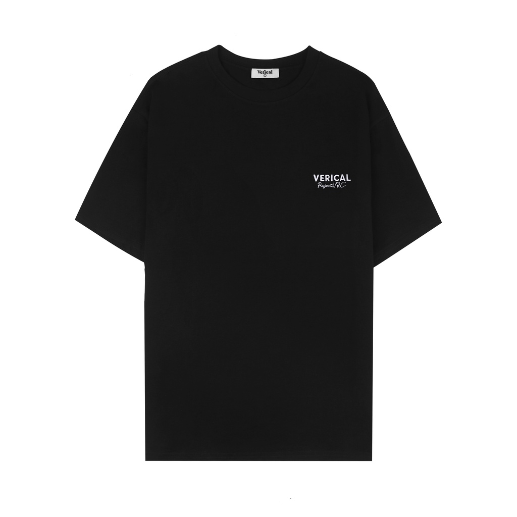 Áo thun Unisex Verical Basic Tee Black phông trơn nam nữ tay lỡ oversize form rộng màu đen